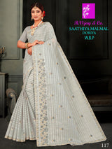 Saathiya Malmal Doriya W.B.P Cotton Saree – 6 Pcs Set -M.R. Saree Emporium