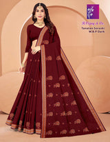B. Vijay & Co. Tanatan Soraski W.B.P Dark Cotton Saree – 8 Pcs Set -M.R. Saree Emporium