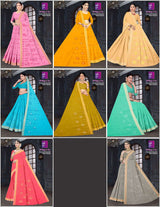 B. Vijay & Co. Premvati Soraski W.B.P Pastel Cotton Saree – 8 Pcs Set-M.R. Saree Emporium