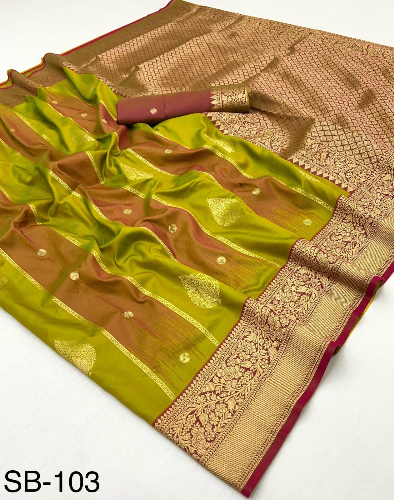 Banarasi Stripe Silk Soft Banarasi Silk with Zari Weaving-M.R.Saree Emporium