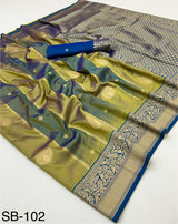 Banarasi Stripe Silk Soft Banarasi Silk with Zari Weaving-M.R.Saree Emporium