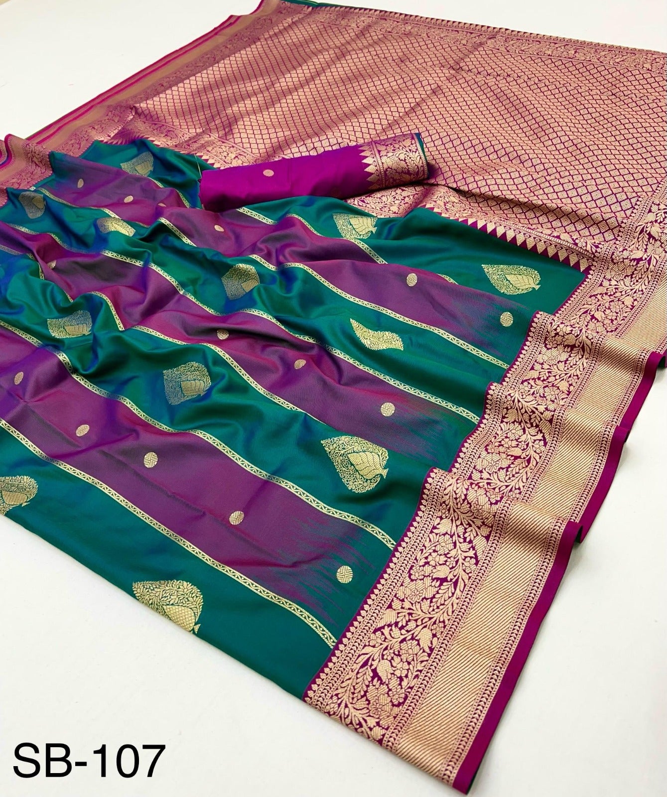 Banarasi Stripe Silk Soft Banarasi Silk with Zari Weaving-M.R.Saree Emporium