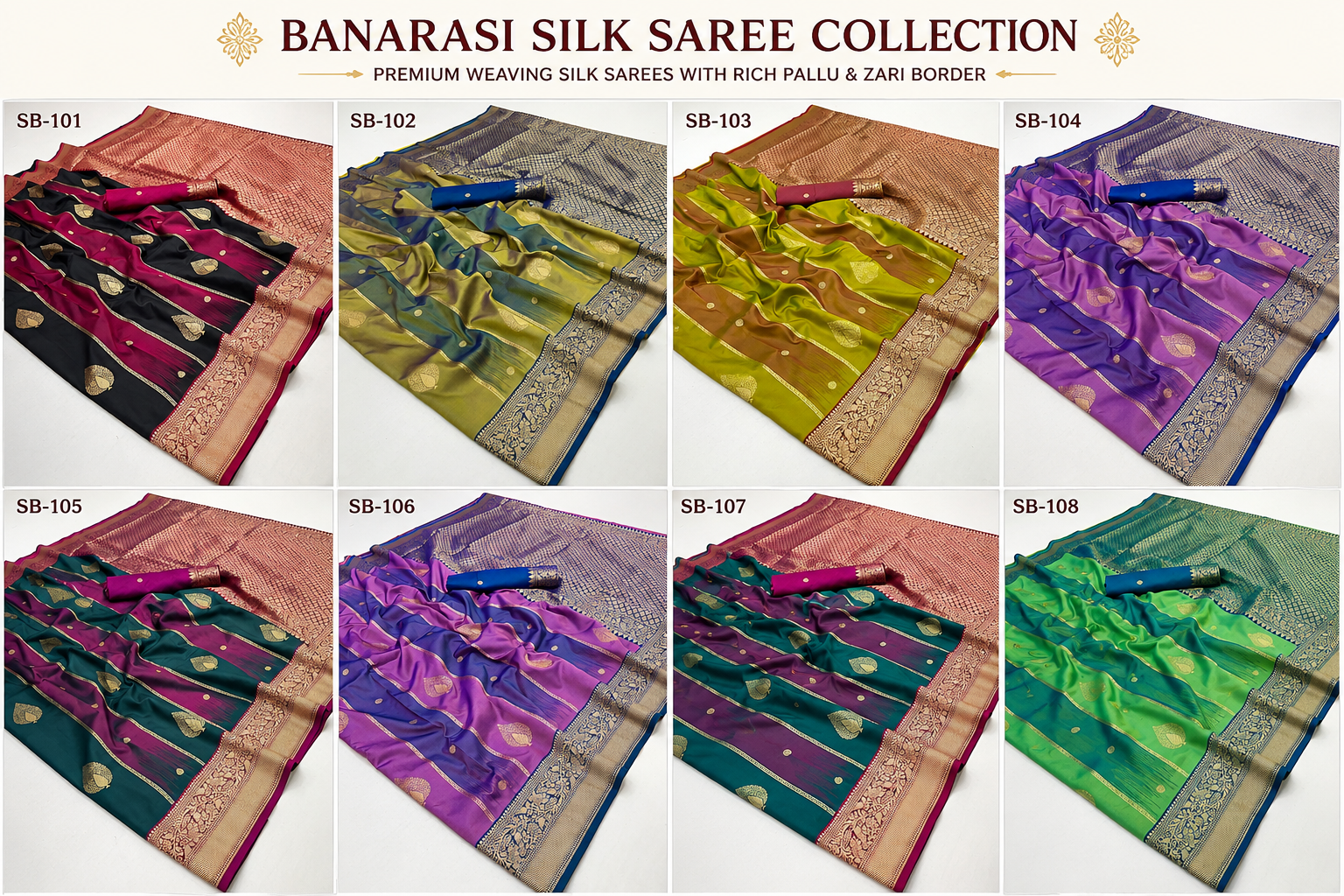 Rajpath Banarasi Stripe Silk Saree - Rich Zari Border Designer Saree - Festive & Wedding Wear - M.R. Saree Emporium