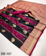 Rajpath Banarasi Stripe Silk Saree - Rich Zari Border Designer Saree - Festive & Wedding Wear - M.R. Saree Emporium