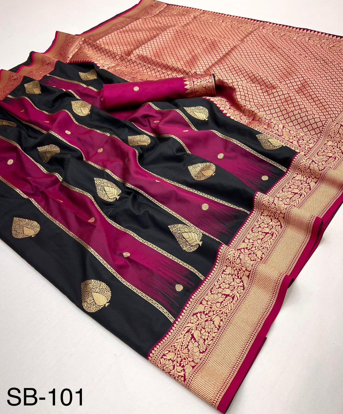 Rajpath Banarasi Stripe Silk Saree - Rich Zari Border Designer Saree - Festive & Wedding Wear - M.R. Saree Emporium