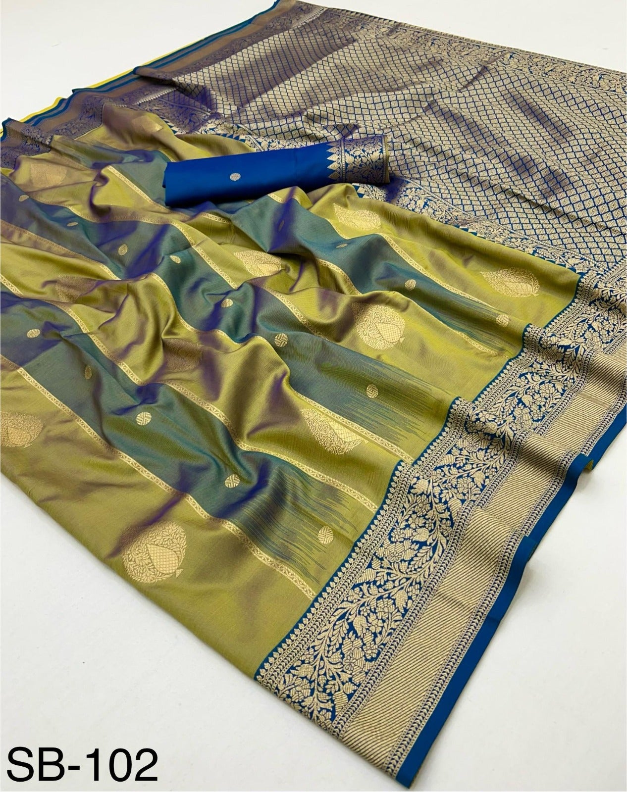 Rajpath Banarasi Stripe Silk Saree - Rich Zari Border Designer Saree - Festive & Wedding Wear - M.R. Saree Emporium