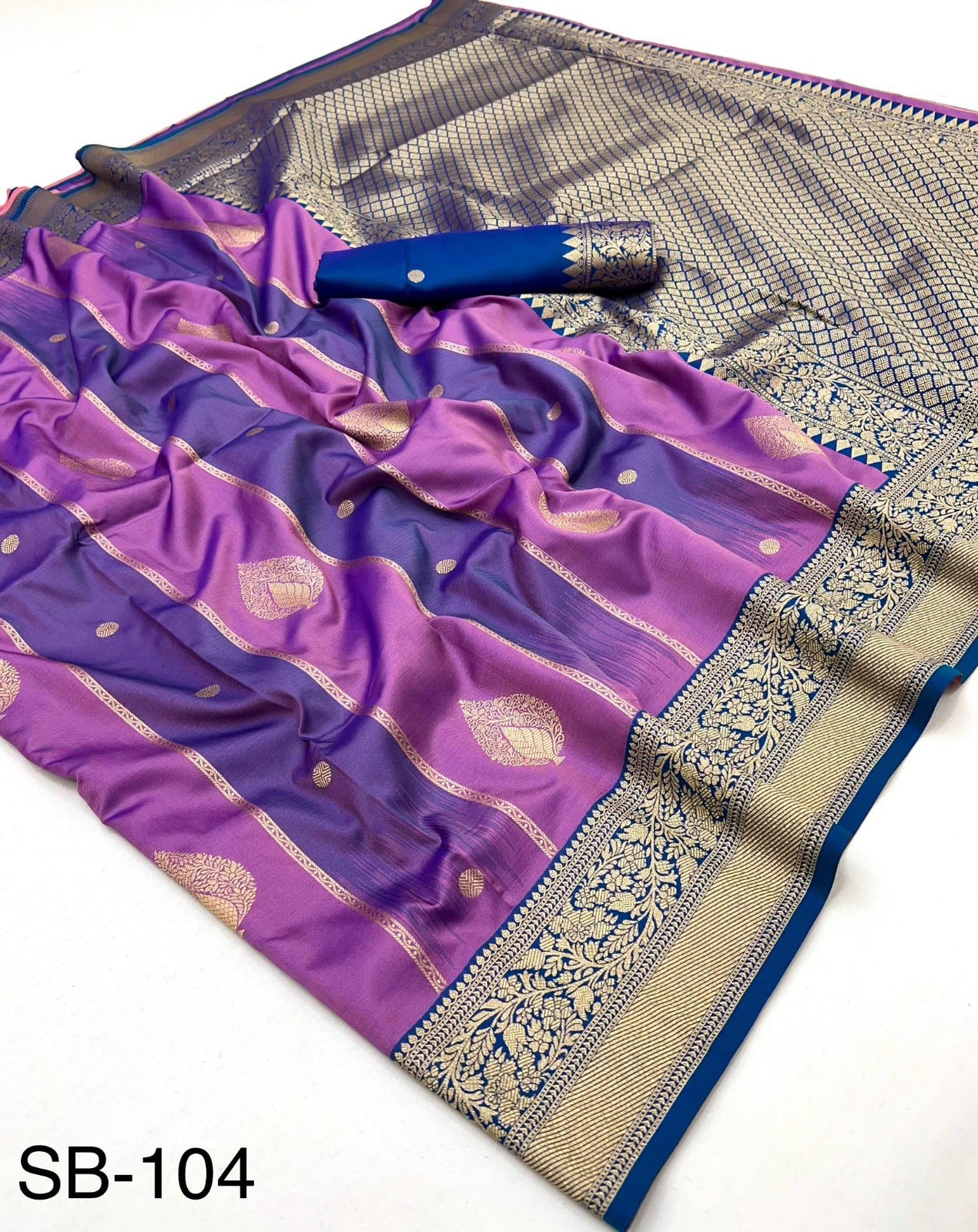 Rajpath Banarasi Stripe Silk Saree - Rich Zari Border Designer Saree - Festive & Wedding Wear - M.R. Saree Emporium
