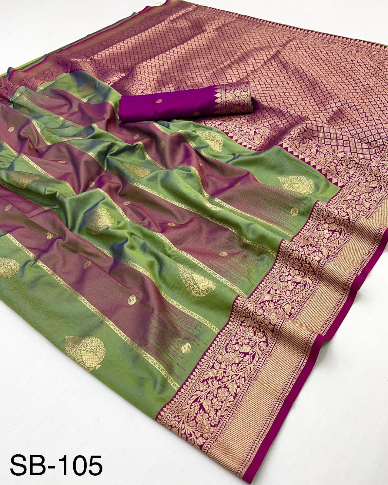 Rajpath Banarasi Stripe Silk Saree - Rich Zari Border Designer Saree - Festive & Wedding Wear - M.R. Saree Emporium