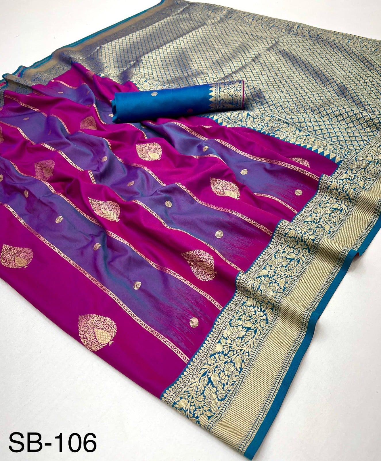 Rajpath Banarasi Stripe Silk Saree - Rich Zari Border Designer Saree - Festive & Wedding Wear - M.R. Saree Emporium