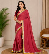 Latest Bandhani Chiffon Saree - Leheriya Designer 6 Pcs Wholesale Set