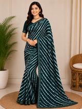 Latest Bandhani Chiffon Saree - Leheriya Print 6 Pcs Wholesale Set