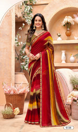 Krishnaleela Banshee-4 Georgette Printed Saree with Designer Border - 8 PCS Set