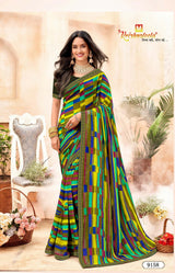 Krishnaleela Banshee-4 Georgette Printed Saree with Designer Border - 8 PCS Set