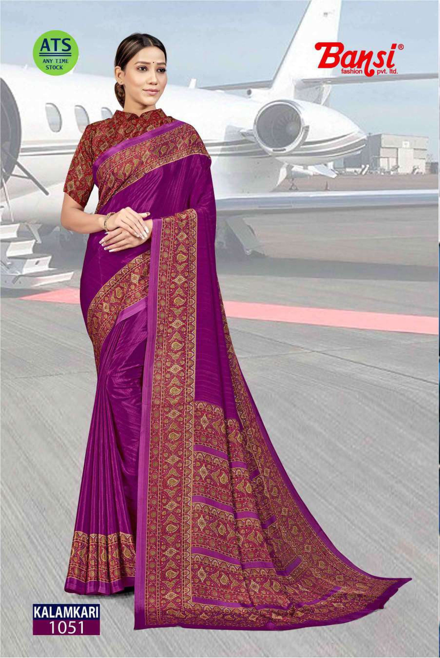 Bansi Uniform Kalamkari Silk Crepe Saree Collection (Design 1051–1060) With Running Blouse – Printed Daily Wear Wholesale by M.R. Saree Emporium