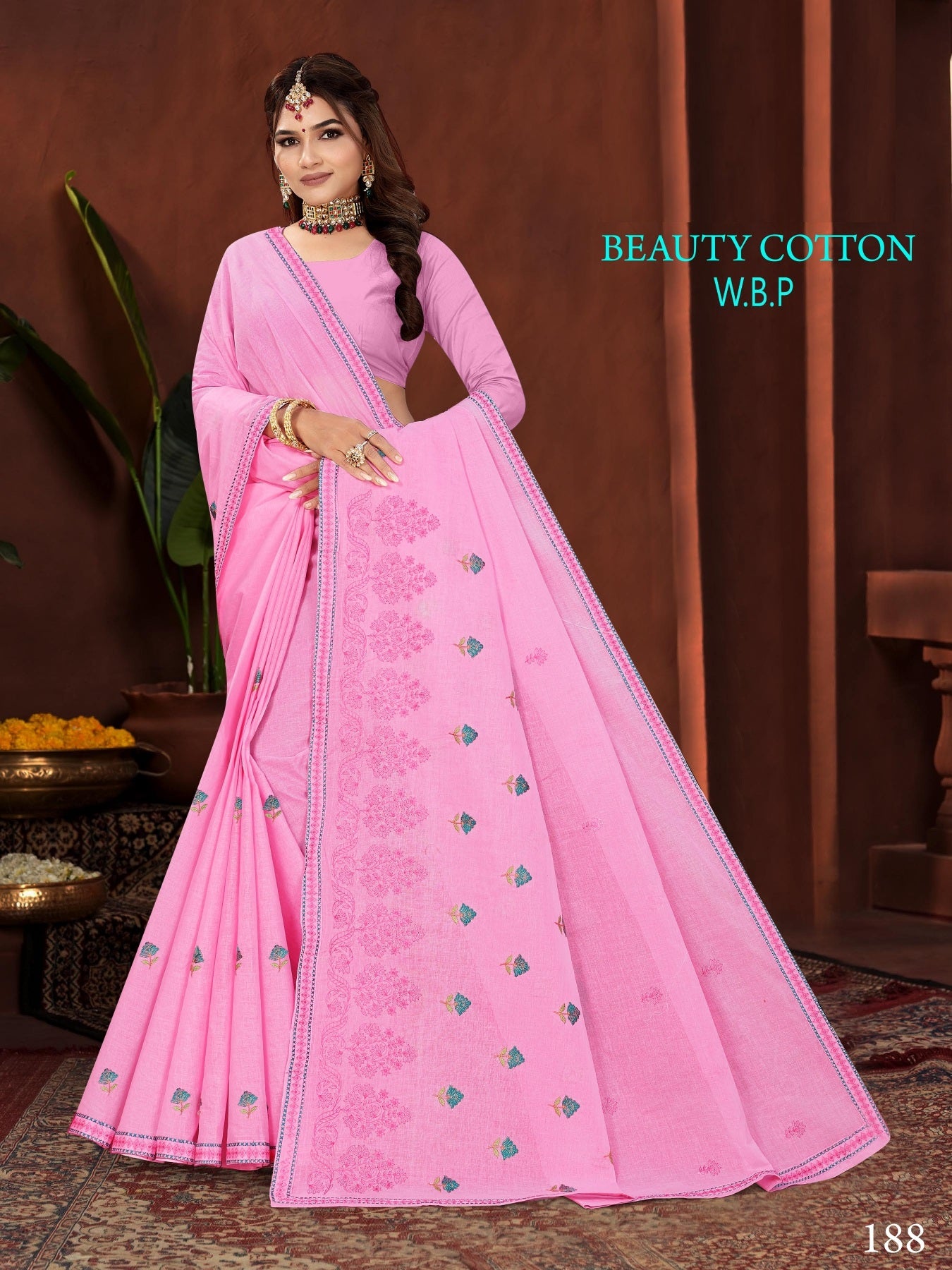 Beauty Cotton Work Saree W.B.P – Set of 8 Pcs -M.R. Saree Emporium