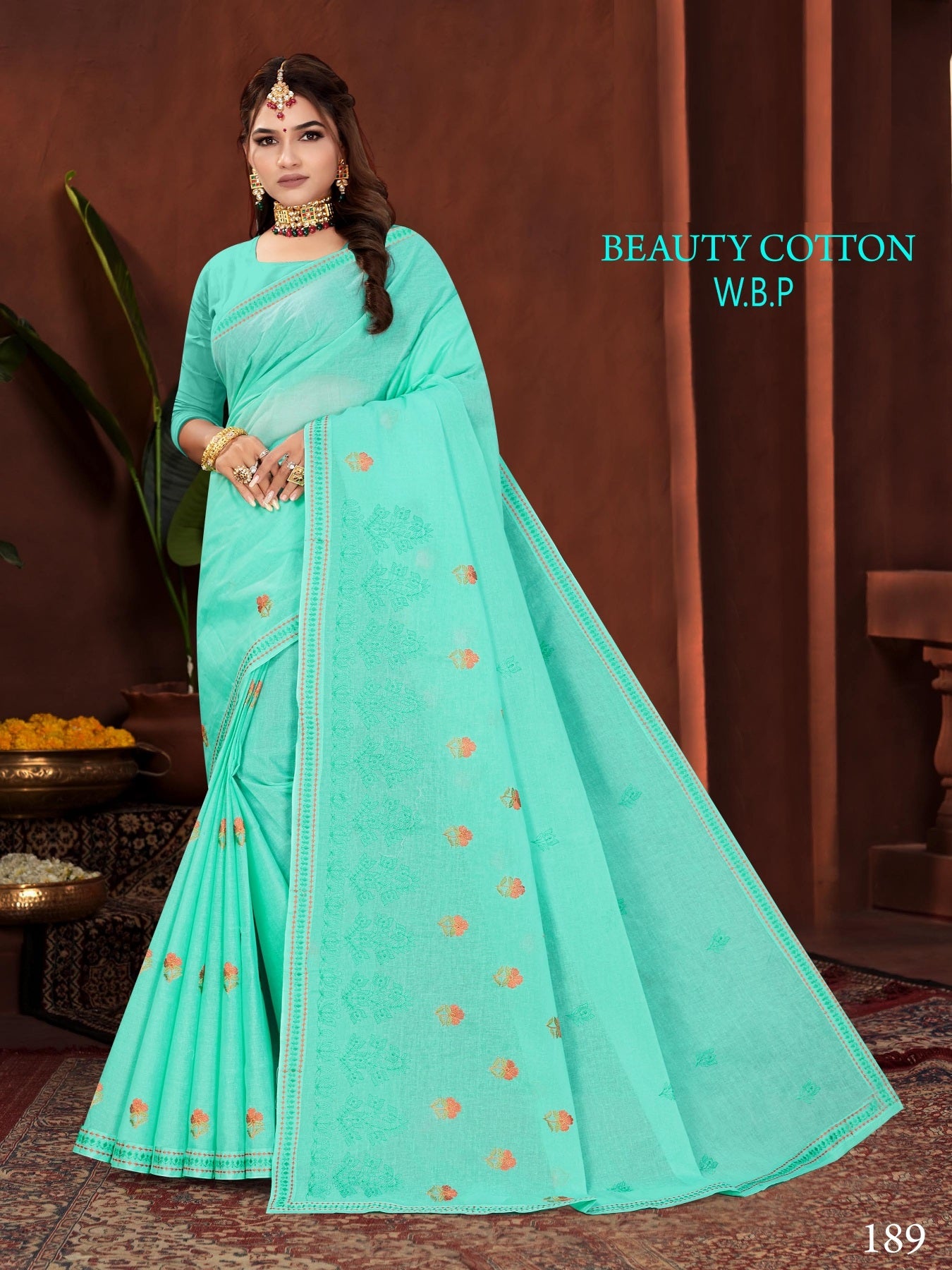 Beauty Cotton Work Saree W.B.P – Set of 8 Pcs -M.R. Saree Emporium