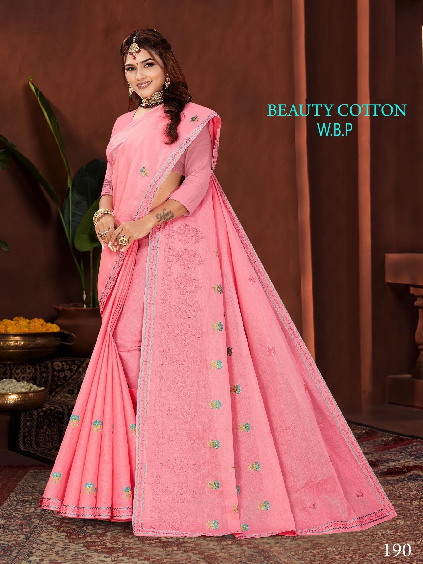 Beauty Cotton Work Saree W.B.P – Set of 8 Pcs -M.R. Saree Emporium