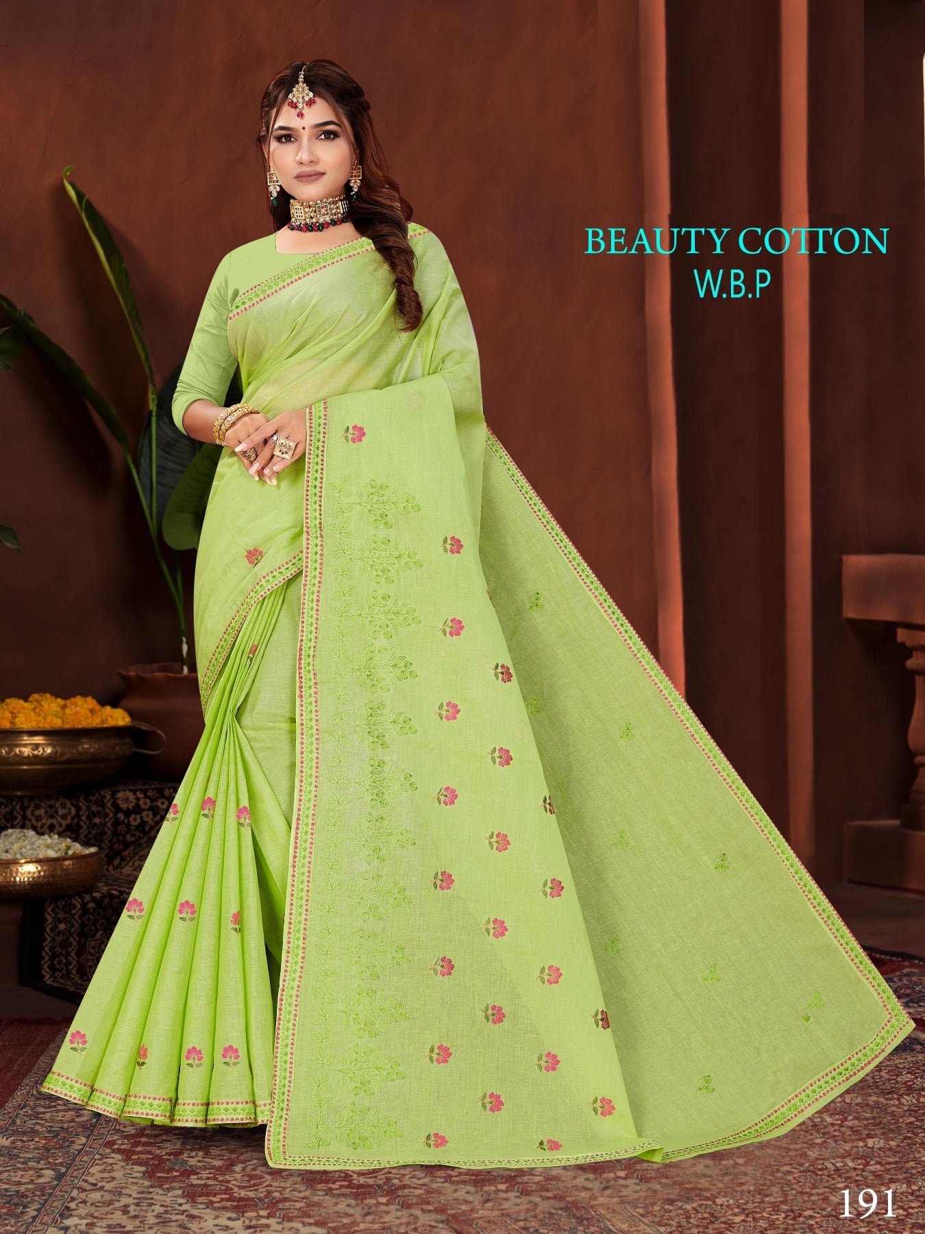 Beauty Cotton Work Saree W.B.P – Set of 8 Pcs -M.R. Saree Emporium