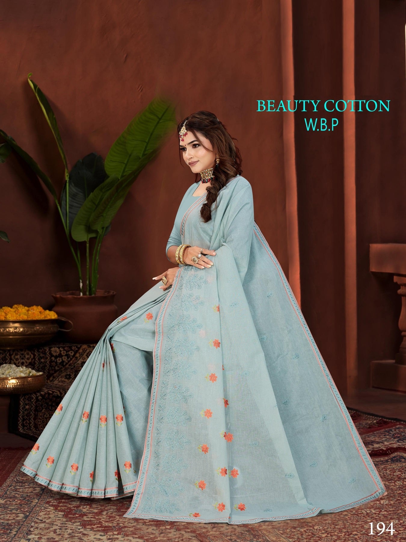 Beauty Cotton Work Saree W.B.P – Set of 8 Pcs -M.R. Saree Emporium