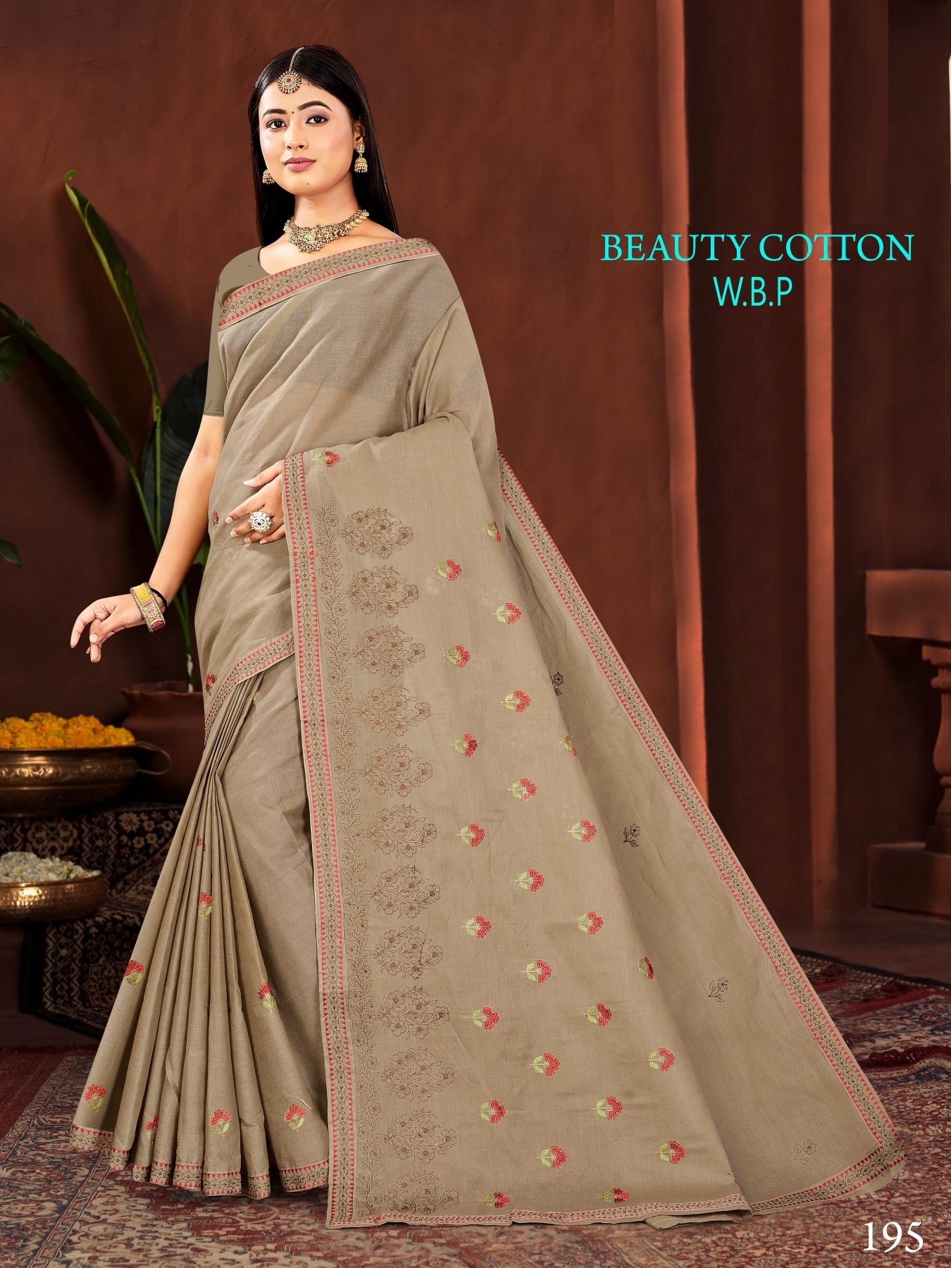 Beauty Cotton Work Saree W.B.P – Set of 8 Pcs -M.R. Saree Emporium