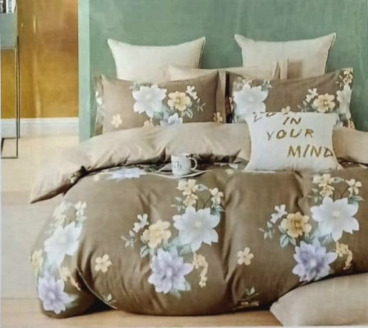 Bedline Home Chocolate Floral Double Bed Sheet With 2 Pillow Covers (230x250 cm) – M.R. Saree Emporium
