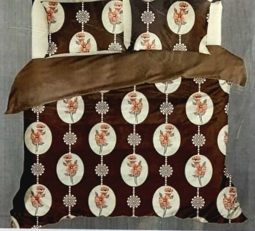 Bedline Home Chocolate-03 Floral Double Bed Sheet With 2 Pillow Covers (230x250 cm) – M.R. Saree Emporium