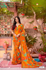 Krishnaleela Bijuriya-2 Pattern Printed Saree with Designer Border - 8 PCS Set