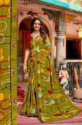 Krishnaleela Bijuriya-2 Pattern Printed Saree with Designer Border - 8 PCS Set