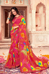 Krishnaleela Bijuriya-2 Pattern Printed Saree with Designer Border - 8 PCS Set