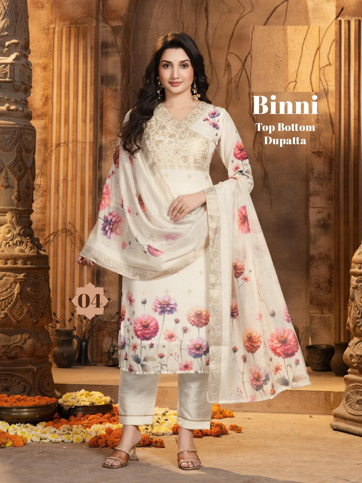 Binni – 3 Piece Straight Cut Kurti Set | Chanderi Jacquard & Digital Print | M.R. Saree Emporium