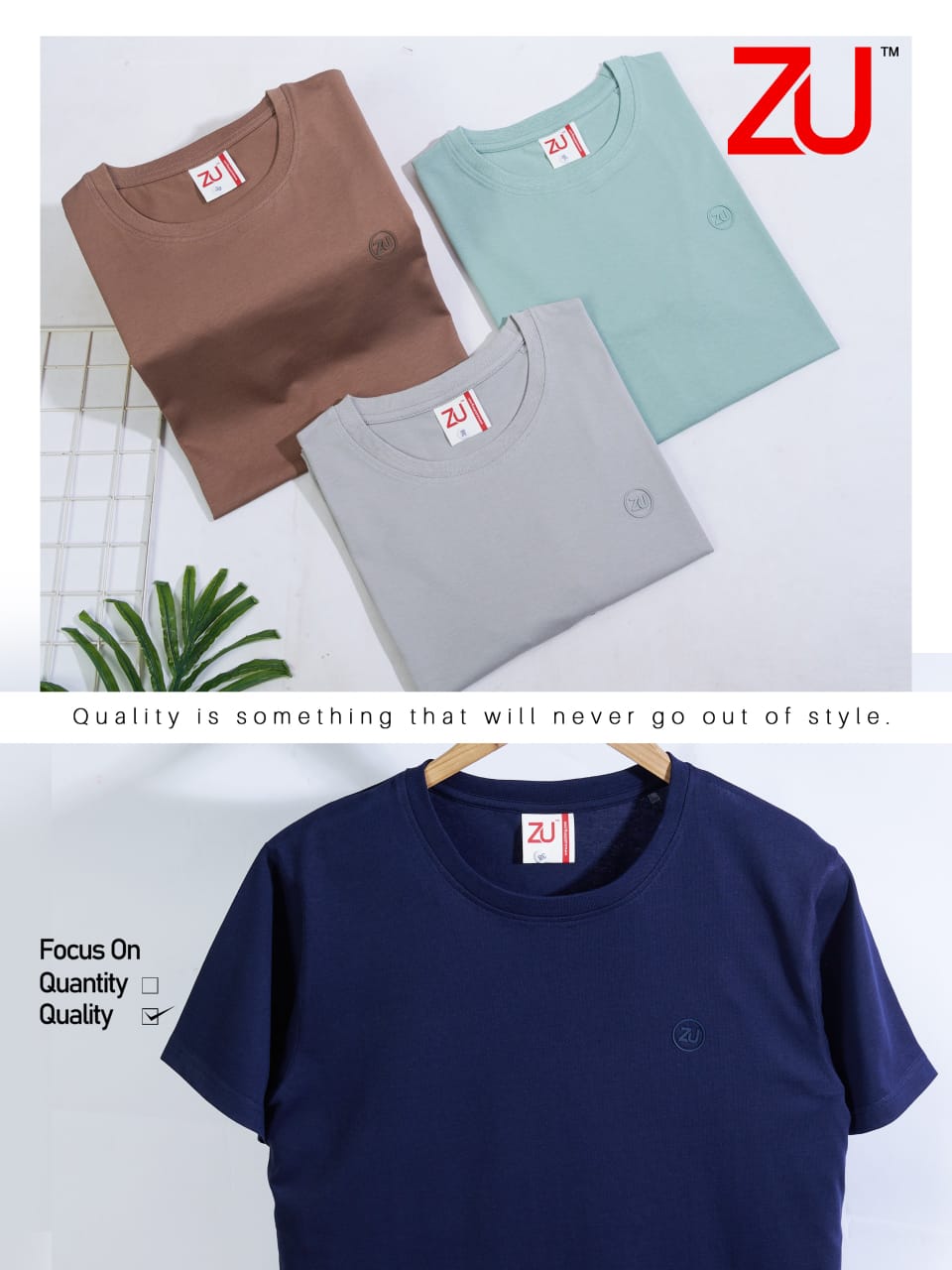 ZU Clothing Solid Brown Men’s T-Shirt (M to 3XL) | Premium Cotton – M.R. Saree Emporium