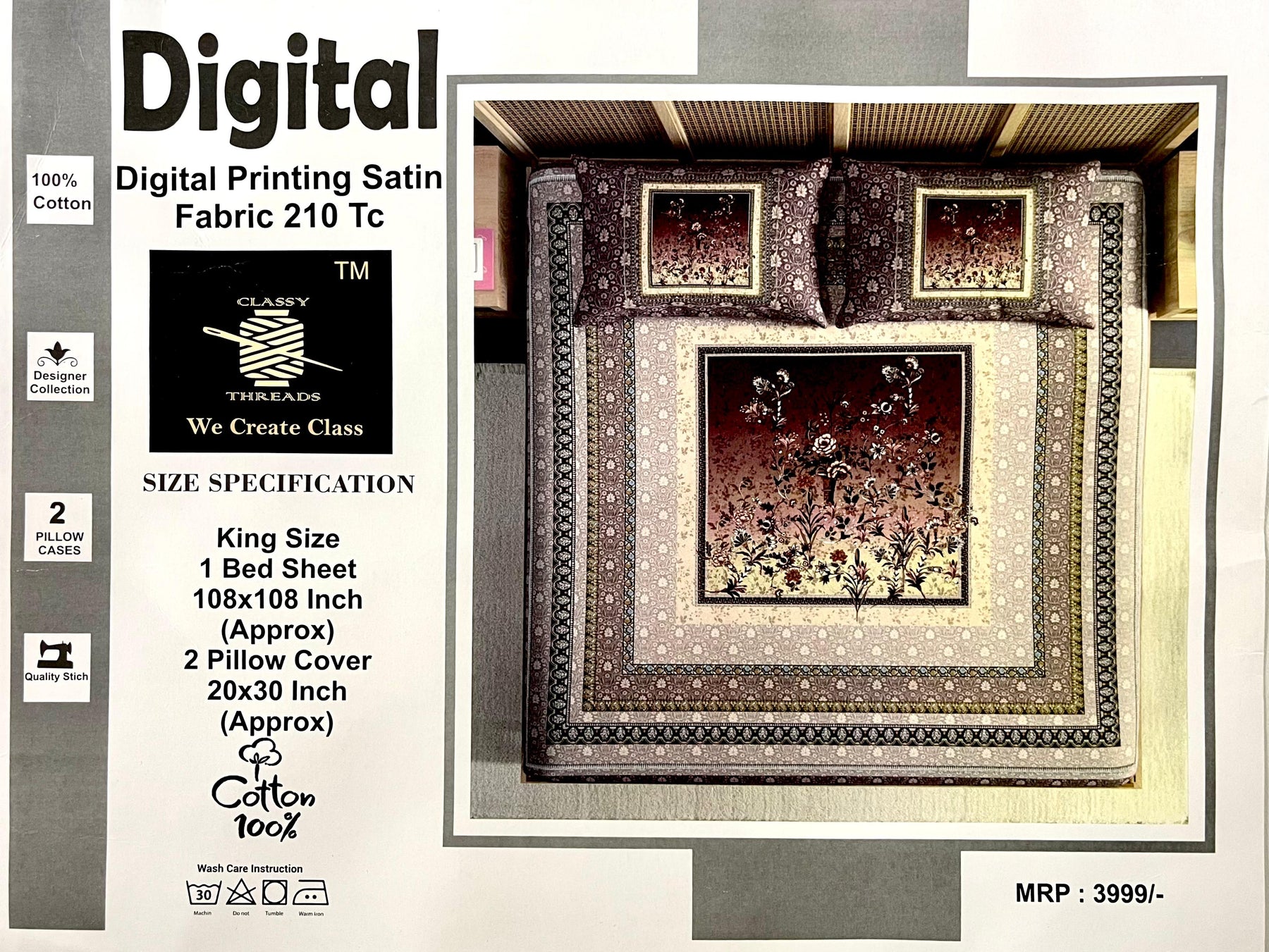 Digital Print Satin King Size Cotton Bedsheet Set – M.R.Saree Emporium