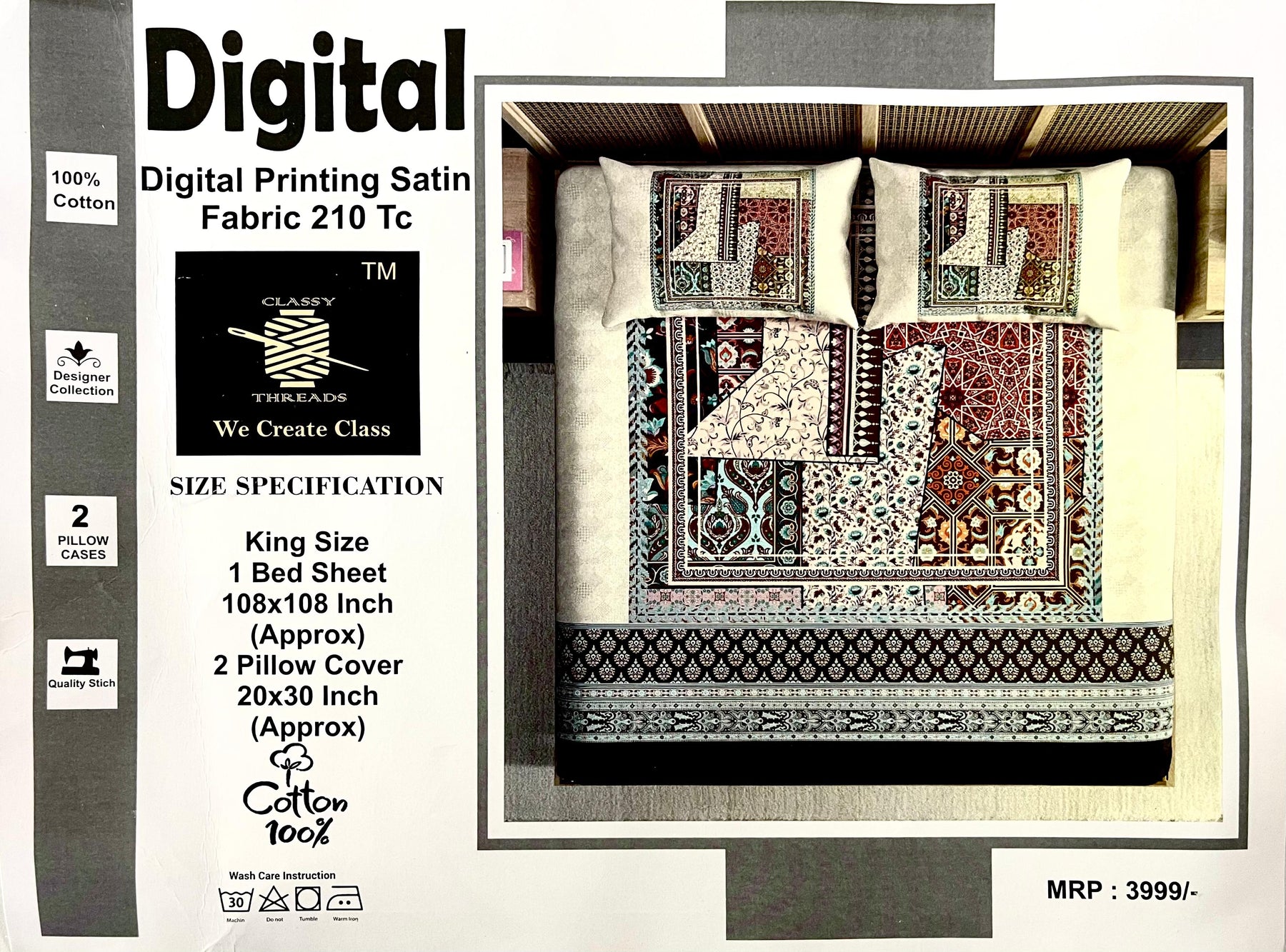 Digital Print Satin King Size Cotton Bedsheet Set – M.R.Saree Emporium