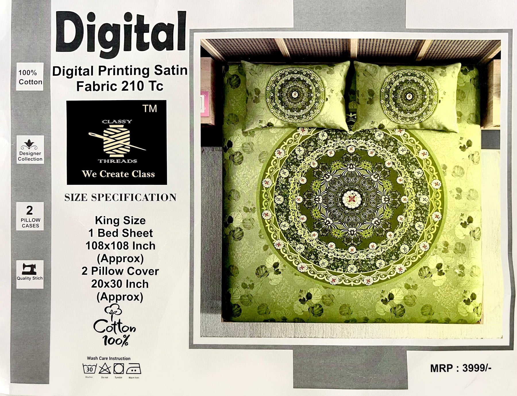 Digital Print Satin King Size Cotton Bedsheet Set – M.R.Saree Emporium