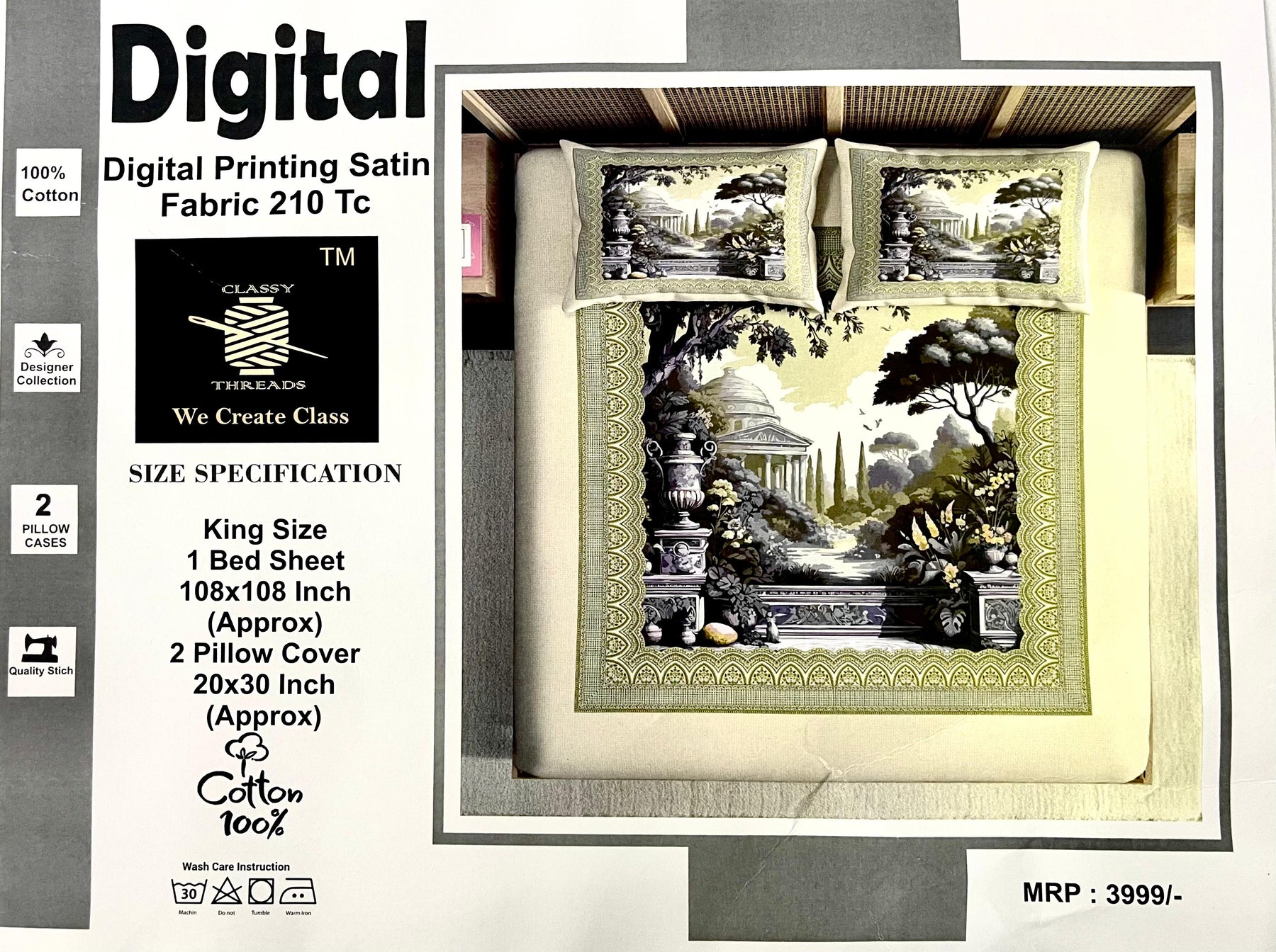 Digital Print Satin King Size Cotton Bedsheet Set – M.R.Saree Emporium