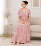 Premium Rayon Printed Nighty - 2 Pcs Set