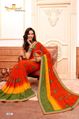 Chail Chabili Traditional Bandhani Style Printed Saree with Designer Zari Border