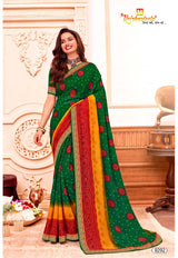 Chail Chabili Traditional Bandhani Style Printed Saree with Designer Zari Border