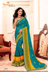 Chail Chabili Traditional Bandhani Style Printed Saree with Designer Zari Border