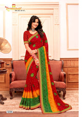 Chail Chabili Traditional Bandhani Style Printed Saree with Designer Zari Border