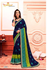 Chail Chabili Traditional Bandhani Style Printed Saree with Designer Zari Border