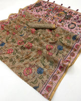 Kazari Series - Chanderi Linen Designer Print Saree