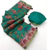 Kazari Series - Chanderi Linen Designer Print Saree