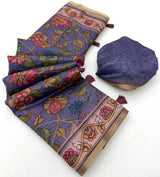 Kazari Series - Chanderi Linen Designer Print Saree