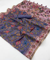 Kazari Series - Chanderi Linen Designer Print Saree