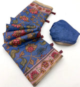 Kazari Series - Chanderi Linen Designer Print Saree