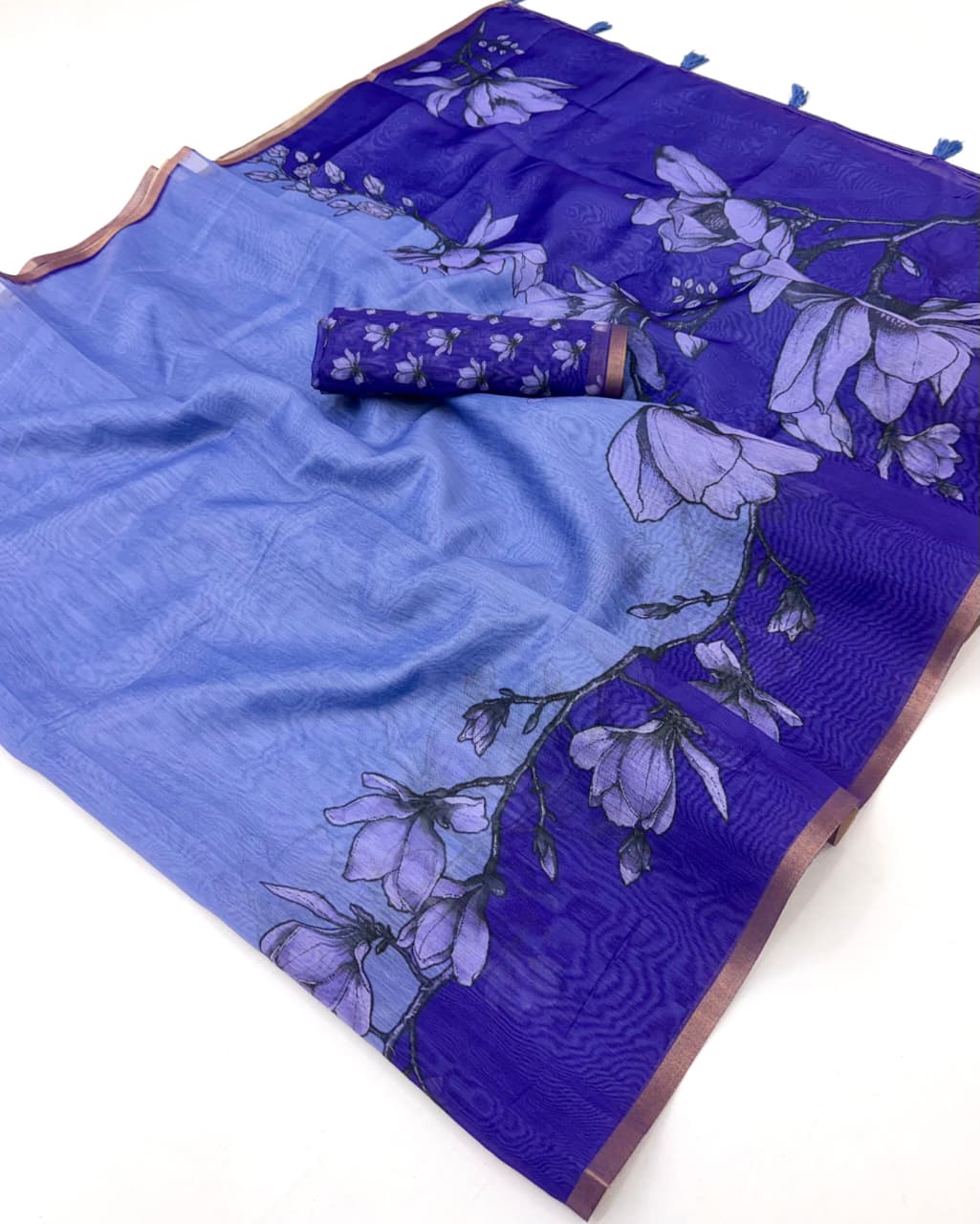 RajYog Kazari Series Chanderi Linen Saree - Designer Print & Weaving Border
