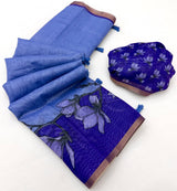 RajYog Kazari Series Chanderi Linen Saree - Designer Print & Weaving Border