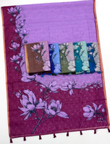 RajYog Kazari Series Chanderi Linen Saree - Designer Print & Weaving Border