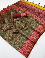 RajYog RajMata Pavitra Patola Silk Saree - Handloom Weaving Zari Border Lagadi Patta - M.R. Saree Emporium